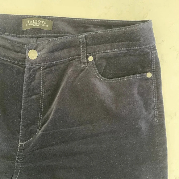Talbots Flawless Five Pocket Petites Strght Leg Brushed Cotton Pants Navy Sz 12P - Picture 2 of 10